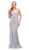 Dancing Queen - 2415 Sleeveless Metallic Sheath Prom Gown Special Occasion Dress XS / Silver