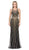 Dancing Queen - 2448 Metallic Bead Striped Prom Gown Special Occasion Dress XS / Black