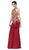 Dancing Queen - 2457 Gold Applique Halter Trumpet Prom Dress Special Occasion Dress XS / Burgundy