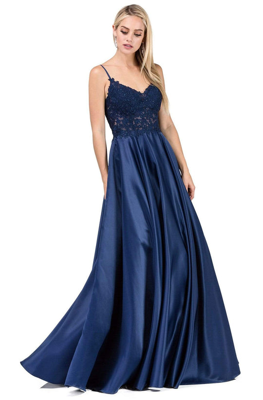 Dancing Queen - 2459 Lace Appliqued Long Prom Gown