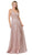 Dancing Queen - 2488 V Neckline Sleeveless Illusion Panel A-Line Gown Special Occasion Dress XS / Dusty Pink