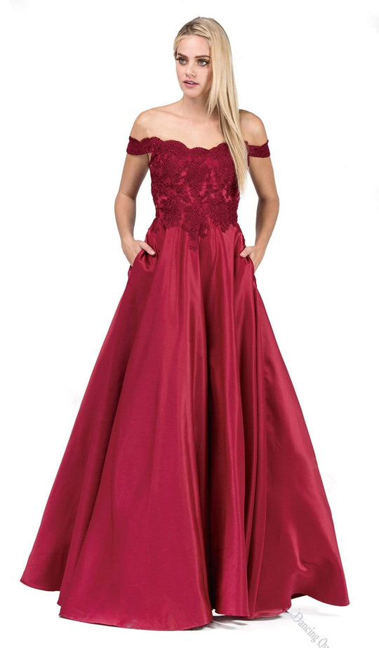 Dancing Queen - 2495 Scalloped Off Shoulder A-Line Gown
