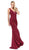 Dancing Queen - 2497 Shimmer Fabric Plunging Neck Fitted Prom Dress Special Occasion Dress XS / Burgundy