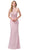 Dancing Queen - 2499 Appliqued Illusion Back Paneled Long Gown Prom Dresses XS / Dusty Pink