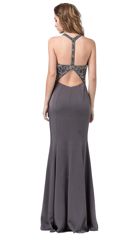 Dancing Queen - 2521 Embellished Halter Trumpet Dress