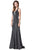 Dancing Queen - 2522 Bead-Trimmed Cutout Back Trumpet Gown Prom Dresses XS / Charcoal