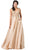 Dancing Queen - 2533 Gold Embellished Lace Bodice Satin A-Line Gown Special Occasion Dress XS / Champagne