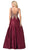 Dancing Queen - 2533 Gold Lace Embellished Sleeveless V Neck Satin A-Line Gown - 1 pc Burgundy In Size XL Available CCSALE XL / Burgundy