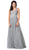 Dancing Queen - 2534 Glitter Mesh Sleeveless V-Neck Long A-Line Gown Special Occasion Dress XS / Silver