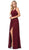 Dancing Queen - 2541 Crisscross Strap Ruched Bodice Chiffon Dress Prom Dresses XS / Burgundy