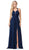 Dancing Queen - 2541 Crisscross Strap Ruched Bodice Chiffon Dress Prom Dresses XS / Navy