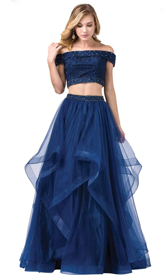 Dancing Queen - 2545 Embroidered Off Shoulder Two-Piece Gown