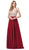 Dancing Queen - 2569 Illusion Beaded Bodice Flowy Prom Dress Prom Dresses XS / Burgundy