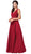 Dancing Queen - 2588 Ruched Bodice A-Line Gown with Rhinestone Belt Special Occasion Dress XS / Burgundy