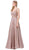 Dancing Queen - 2593 Illusion Plunging V Neck Glitter Mesh Prom Dress Prom Dresses XS / Rose Gold