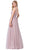 Dancing Queen - 2596 Illusion Plunging Neck Floral Applique Tulle Gown Special Occasion Dress