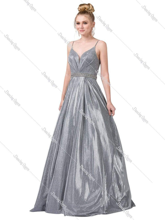 Dancing Queen - 2613 Pleated Bodice Metallic A-Line Gown