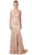 Dancing Queen - 2618 Embellished Mesh Sexy Back Long Slit Gown Special Occasion Dress XS / Gold