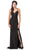 Dancing Queen - 2623 Applique Deep V-neck Trumpet Dress Special Occasion Dress XS / Black/Gold