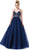 Dancing Queen - 2644 Jewel Studded Gossamer A-Line Gown Special Occasion Dress XS / Navy