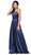 Dancing Queen - 2652 Scoop Neck Embellished A-line Dress Special Occasion Dress XS / Navy