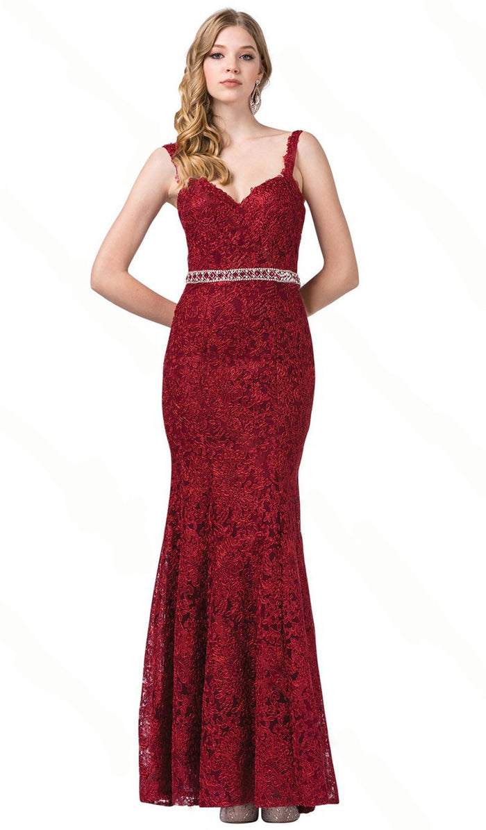 Dancing Queen - 2724 Embroidered Sweetheart Trumpet Prom Dress Special Occasion Dress XS / Burgundy