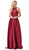 Dancing Queen - 2744 Embellished Halter Pleated A-line Gown Special Occasion Dress XS / Burgundy