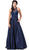 Dancing Queen - 2744 Embellished Halter Pleated A-line Gown Special Occasion Dress XS / Navy