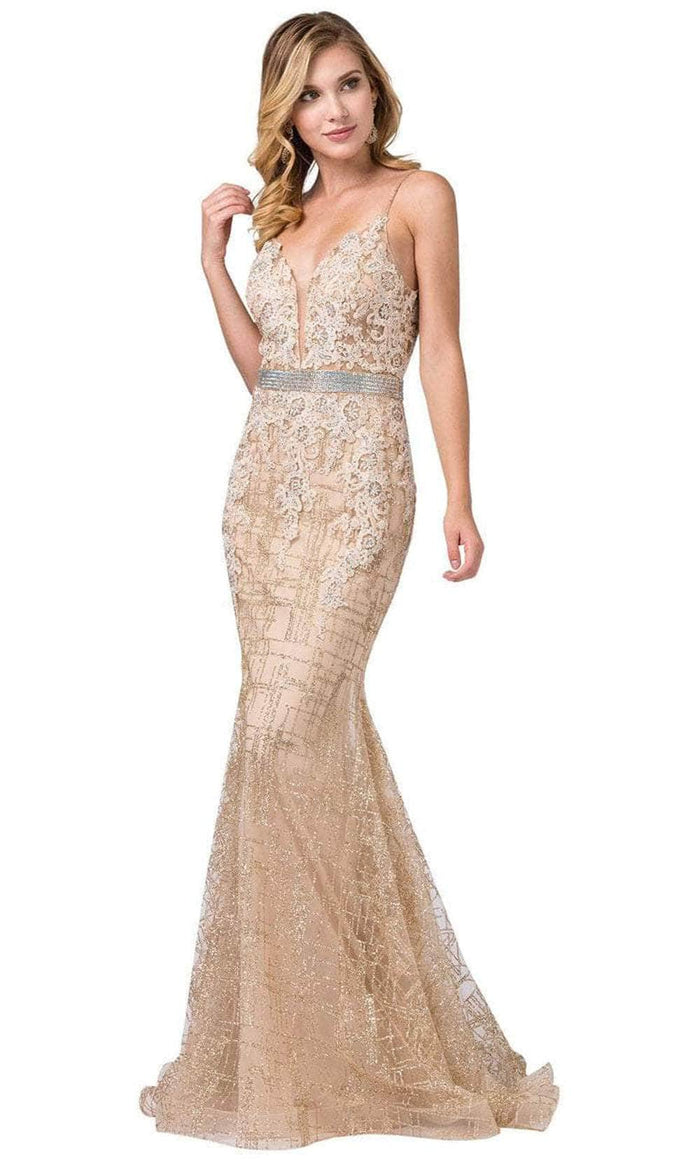 Dancing Queen 2767A - Sleeveless Mermaid Evening Gown Special Occasion Dress XS / Gold