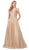 Dancing Queen - 2775 Embellished V-neck Long A-line Dress Special Occasion Dress XS / Gold