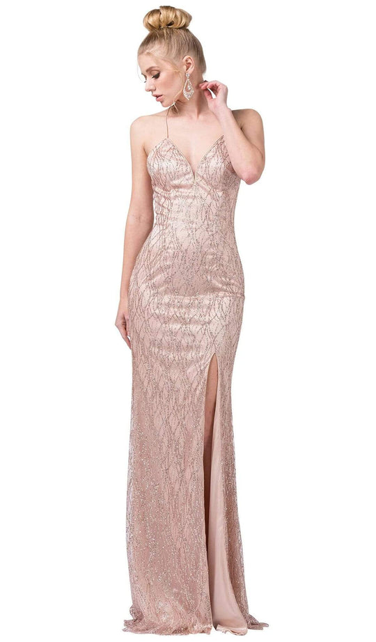 Dancing Queen - 2817 Embellished Plunging V-neck Sheath Dress