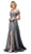 Dancing Queen - 2824 Iridescent Off Shoulder Gown with High Slit Evening Dresses XS / Dark Charcoal