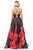 Dancing Queen - 2843 Floral V-Neck Pleated Ballgown Prom Dresses