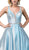 Dancing Queen - 2853 Plunging V Neck Beaded Back Pleated Ballgown Prom Dresses