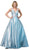Dancing Queen - 2853 Plunging V Neck Beaded Back Pleated Ballgown Prom Dresses XS / Aqua