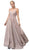 Dancing Queen - 2867 Sleeveless Plunging V-neck A-line Gown Prom Dresses XS / Rose Gold