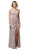 Dancing Queen - 2875 Pleated Surplice High Slit Metallic Dress Evening Dresses XS / Rose Gold
