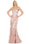 Dancing Queen - 2901 Embellished Deep V-neck Trumpet Dress Prom Dresses XS / Rose Gold