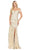Dancing Queen - 2902 Embellished Off-Shoulder Trumpet Dress Prom Dresses XS / Gold