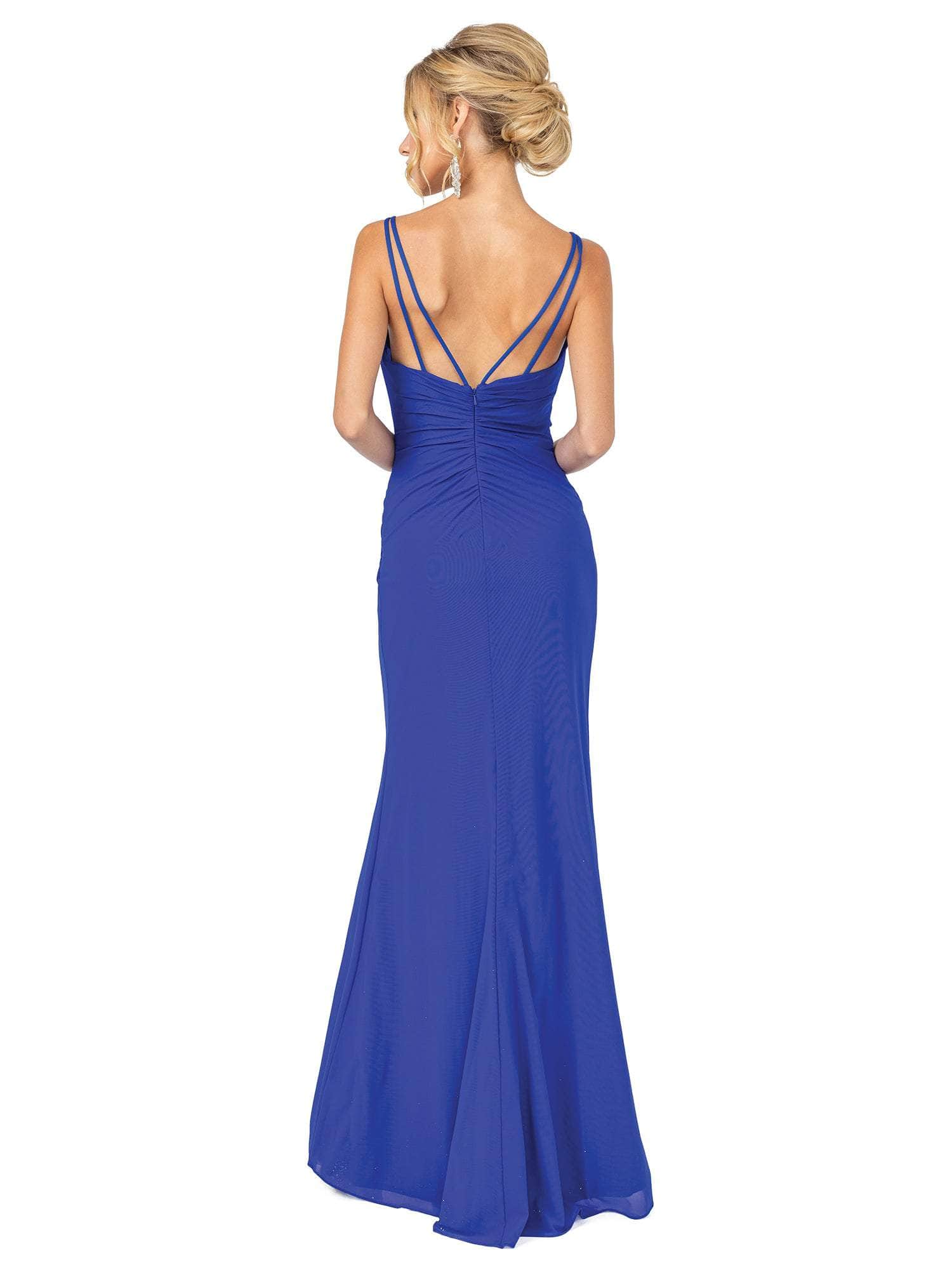 Dancing Queen - 2905 V Neck Double Strap High Slit Fitted Prom Gown ...