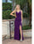 Dancing Queen - 2905 V Neck Double Strap High Slit Fitted Prom Gown Evening Dresses XS / Plum