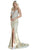 Dancing Queen - 2922 Embellished Deep V-neck Trumpet Dress Evening Dresses XS / Gold