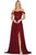 Dancing Queen - 2933 Beaded Lace Applique Bodice High Slit Prom Dress Evening Dresses XS / Burgundy