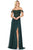 Dancing Queen - 2933 Beaded Lace Applique Bodice High Slit Prom Dress Evening Dresses XS / Hunter Green