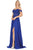 Dancing Queen - 2933 Beaded Lace Applique Bodice High Slit Prom Dress Evening Dresses XS / Royal Blue