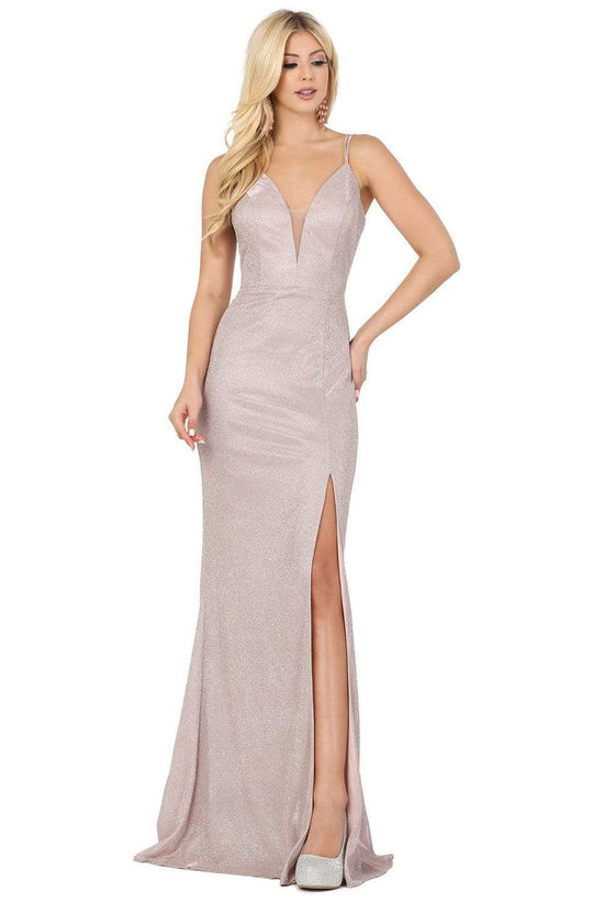Dancing Queen - 2947 Sleeveless V Neck Glitter Finish Prom Dress