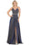 Dancing Queen - 2955 Deep V-neck Pleated A-line Dress Prom Dresses XS / Royal Blue