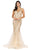 Dancing Queen - 2972 Embellished Tulle Godets Trumpet Prom Dress Evening Dresses XS / Champagne