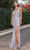 Dancing Queen 2981 - Glittered Deep V-neck Long Gown Special Occasion Dress XS / Rose Gold