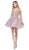 Dancing Queen - 3001 Cold Shoulder Gold Lace Applique Cocktail Dress Special Occasion Dress XS / Dusty Pink